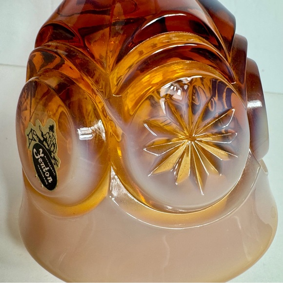 Vintage Fenton bell Glass Cameo Opalescent Moon and Stars Bell - Picture 8 of 11